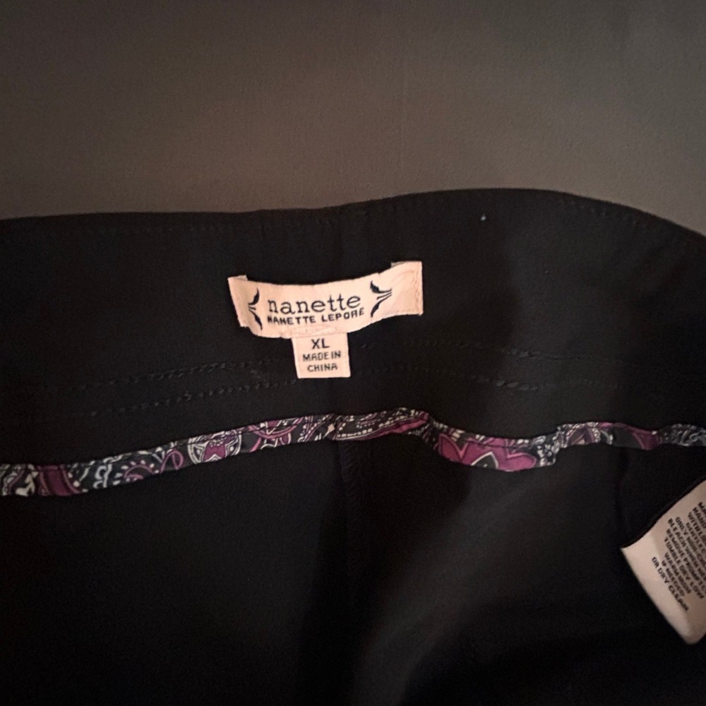 Nanette Lepore Black Gold Hardware Dress Pants XL Stretch‎ Trousers EUC - Picture 3 of 7